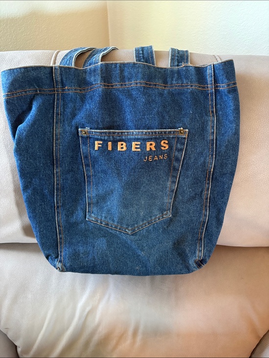 Fibers Handbags - Denim Shoulder Tote Bag - Blue
